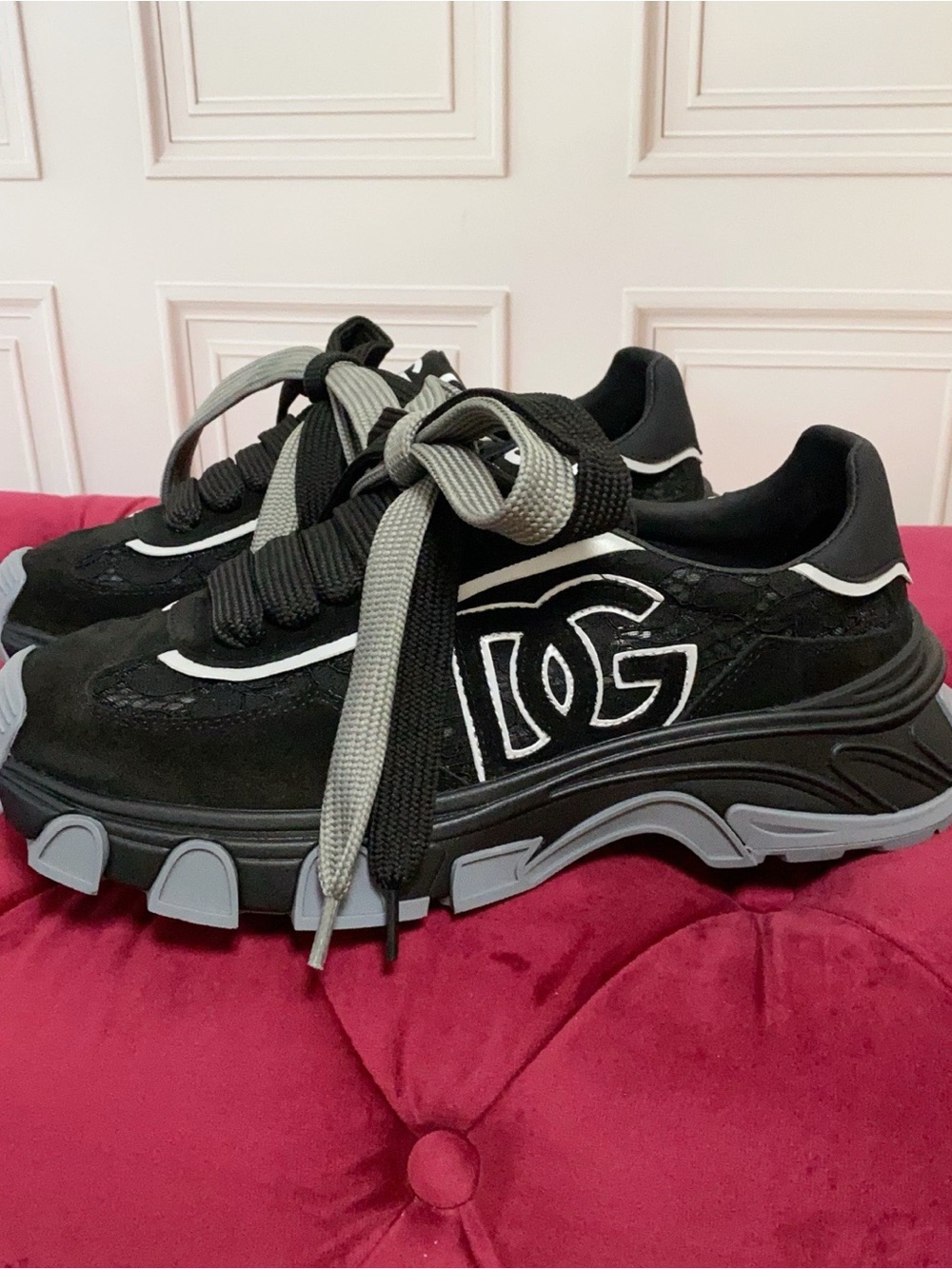 Dolce & Gabbana Black and Gray Platform Logo Sneakers